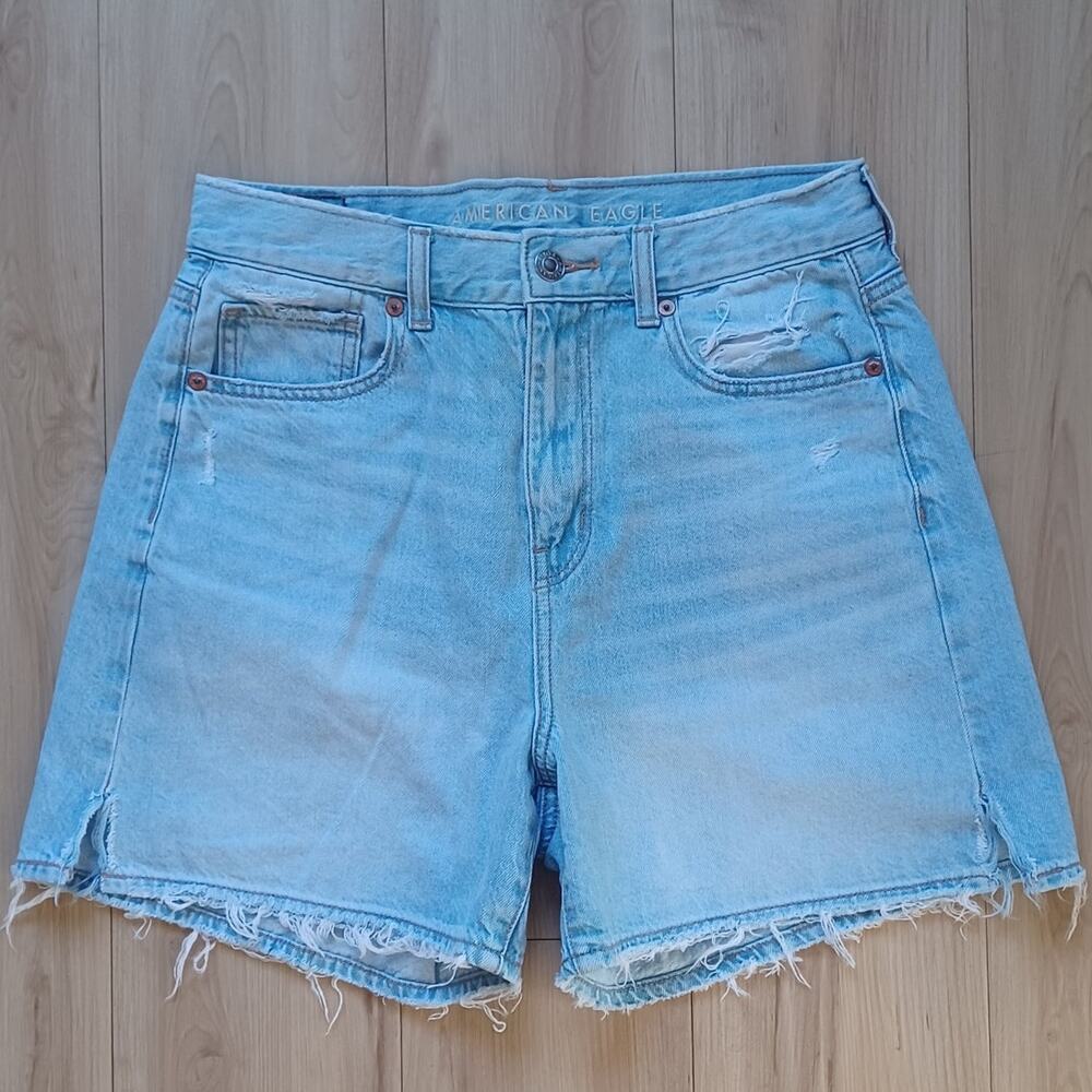 AE Dreamy Drape Highest Rise Baggy Shorts Light Wash 4 - Picture 4 of 15